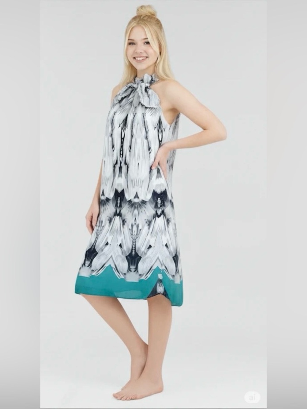 Madison Paige Tie Shoulder Ballon Hem Dress